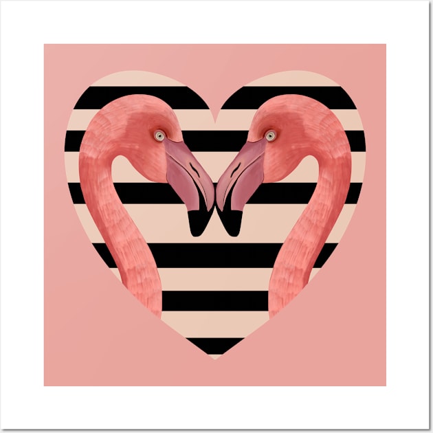 Two Flamingos Heart Wall Art by Suneldesigns